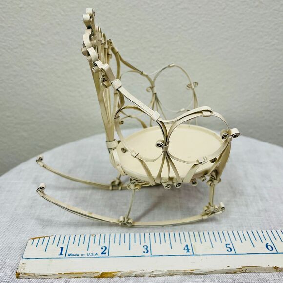 Vintage Miniature Dollhouse Metal Rocking Chair Original Folk Victorian Chair - Picture 11 of 11